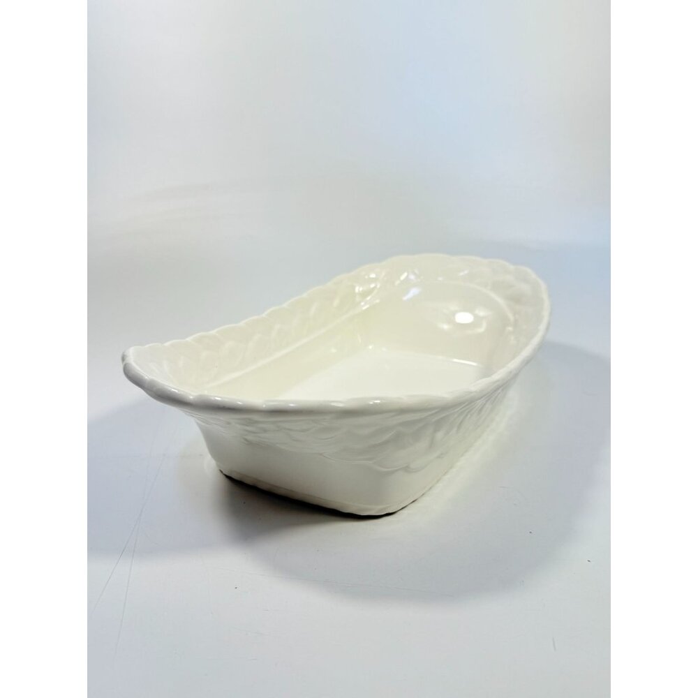 Ironstone White Serving Dish Bowl Oblong Braided Band Vintage Japaan Ceramic - Picture 8 of 16